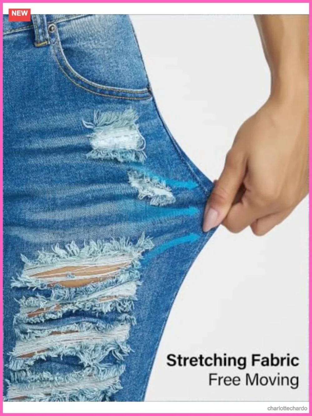 Distressed Jean Shorts with Rolled Hem High Stretch